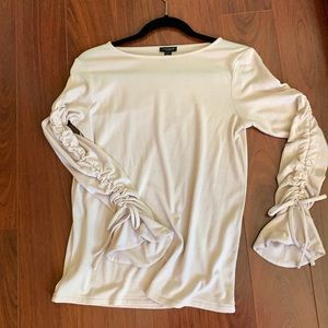 Ann Taylor Factory pale pink ruched sleeve tshirt